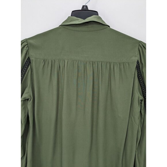 Hot Topic Steampunk Button Up Shirt Women Size M Ruffle Lace Whimsigoth Regency - Picture 5 of 9